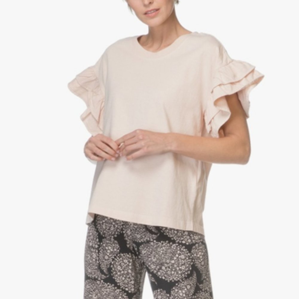 New$215 CURRENT/ELLIOTT THE CARINA RUFFLE-TRIMMED COTTON-JERSEY TOP Tee 2